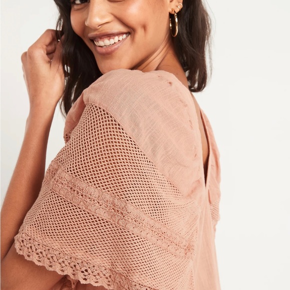 Women’s Old Navy Flutter-Sleeve Tie-Back Mini Swing Dress Size 4X New with Tags - Picture 4 of 4